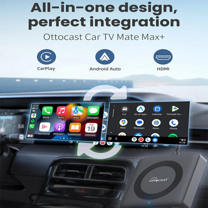 OTTOCAST Car TV Mate Adapter — Wired to Wireless CarPlay & Android Auto, HDMI Multimedia Video Converter for TV Sticks, Game Box, Phone