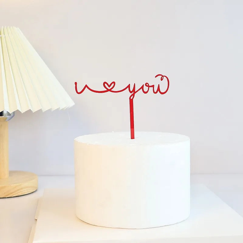 Big Red Love Cake Topper – Acrylic Wedding & Engagement Party Decoration, Valentine’s Day Love Cake Topper