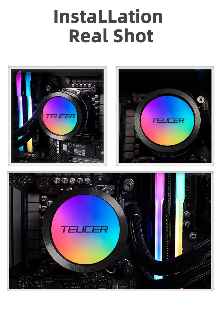 TEUCER AF-120 RGB Water Cooler — 120mm CPU Radiator with Fan for Intel 2011/1700/155X & AMD AM4/AM5