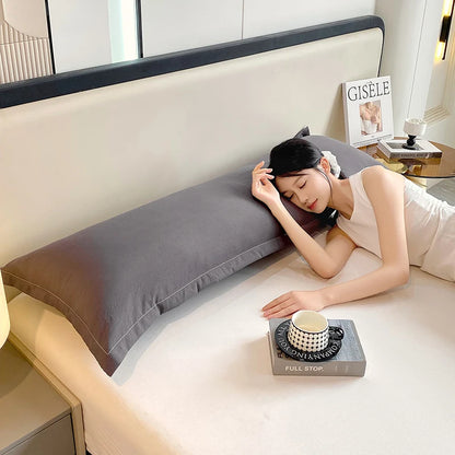 Long Pillowcase - Solid Color Washed Double Pillow Cover 48x100cm 120cm 150cm 180cm Couple Pillowcase Without Insert