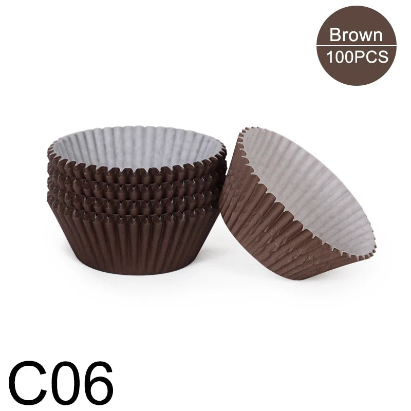 100pcs Oilproof Muffin Cupcake Liners – Solid Color Baking Paper Cups for Cakes, Birthday Party & Decorating Baking Tray Accessories