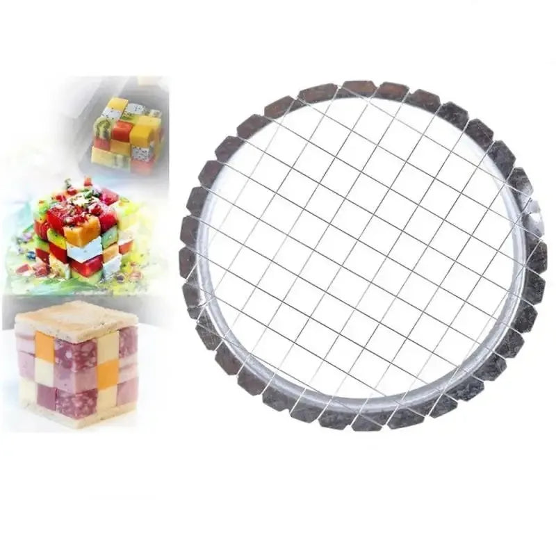 Stainless Steel Egg Slicer & Vegetable Fruit Chopper – Multi-Function Mesh Grid Cutter for Salad, Potato & Dessert Cubes Kitchen Tool