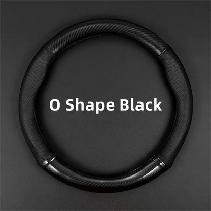 Universal Carbon Fiber Leather Steering Wheel Cover — 3D Anti-Slip, Stylish Car Accessory
