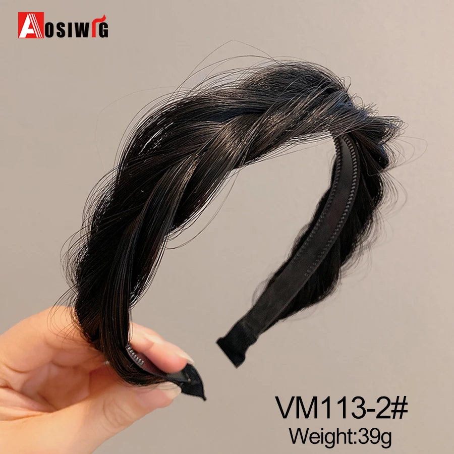 Synthetic Fishbone Braided Headband – Bohemian Plaited Hairpiece for Women Hairstyling