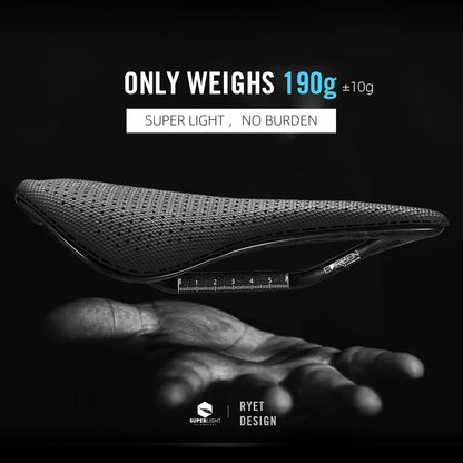 RYET Carbon 3D Printed Bicycle Saddle - 145/155mm Lightweight 190g Road MTB Gravel Triathlon Bike Seat for Men & Women