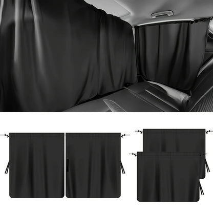 4PCS Car Privacy Curtain Set – Detachable Window Shade Covers for Travel, Camping & Night Rest, Universal Car Sun Privacy Drapes