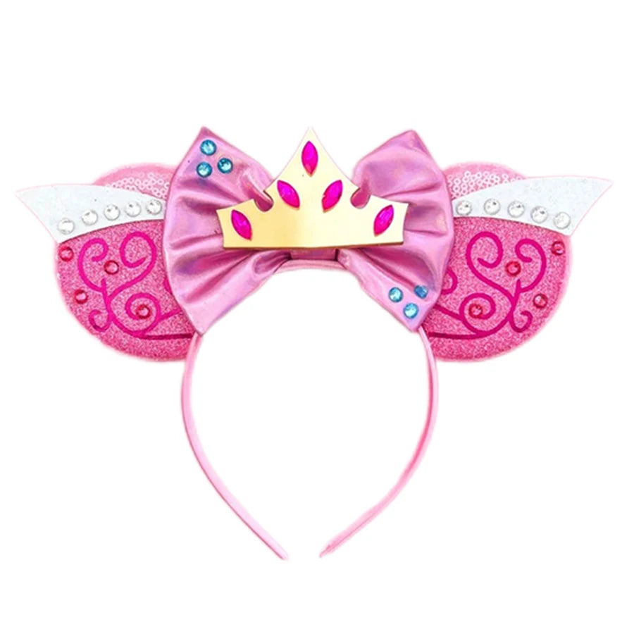 Mickey Mouse Ears Headband with Bow – Sequin Candy Cosplay Costume Party Accessory for Girls & Women, Christmas Gift