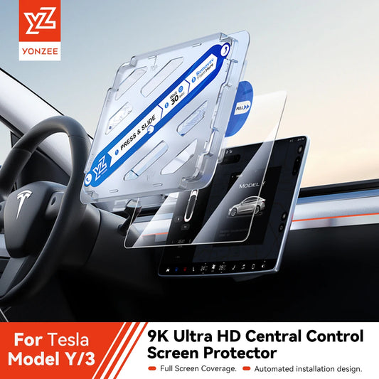 YZ Tempered Glass Screen Protector for Tesla Model 3/Y – Anti-Glare HD Center Console Film Protection Accessories