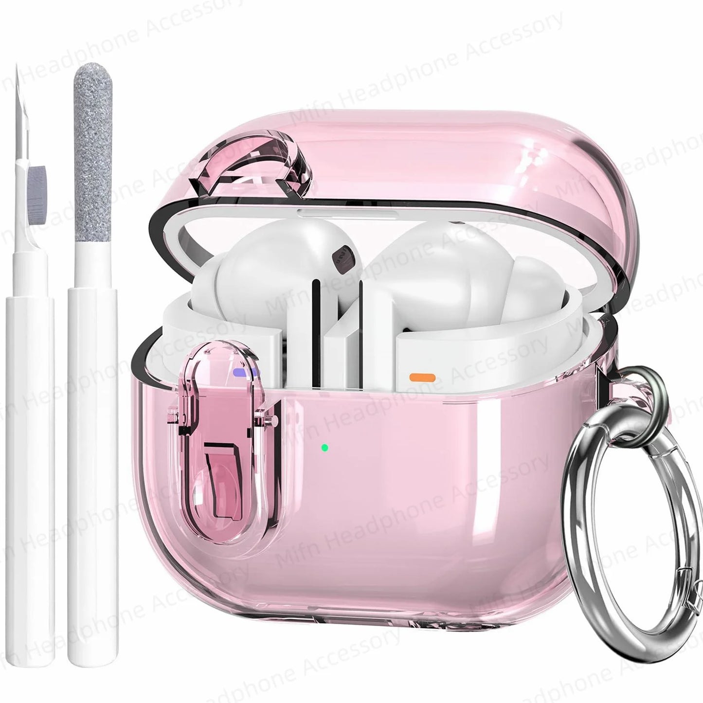 Glitter Transparent Security Lock Case for Samsung Galaxy Buds 3/3 Pro – Charging Case with Cleaning Kit