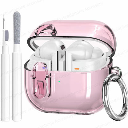 Glitter Transparent Security Lock Case for Samsung Galaxy Buds 3/3 Pro – Charging Case with Cleaning Kit