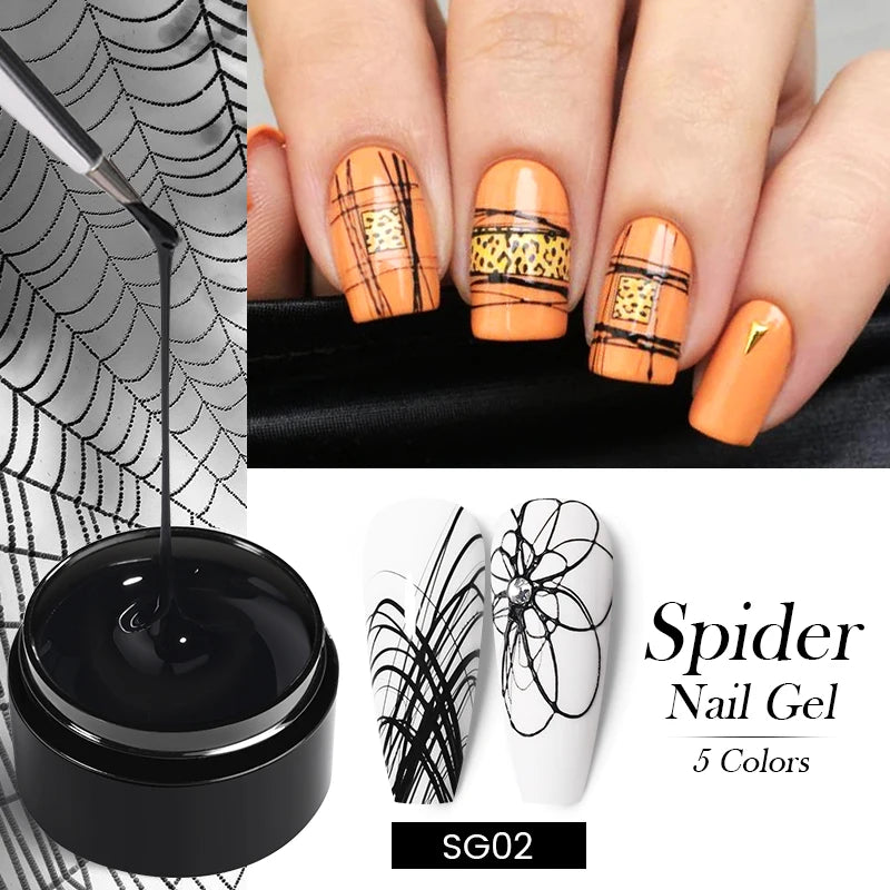 BORN PRETTY Spider Wire Gel Nail Polish 5ml - Flower Drawing & Creative Point-to-Line Nail Art Gel Varnish