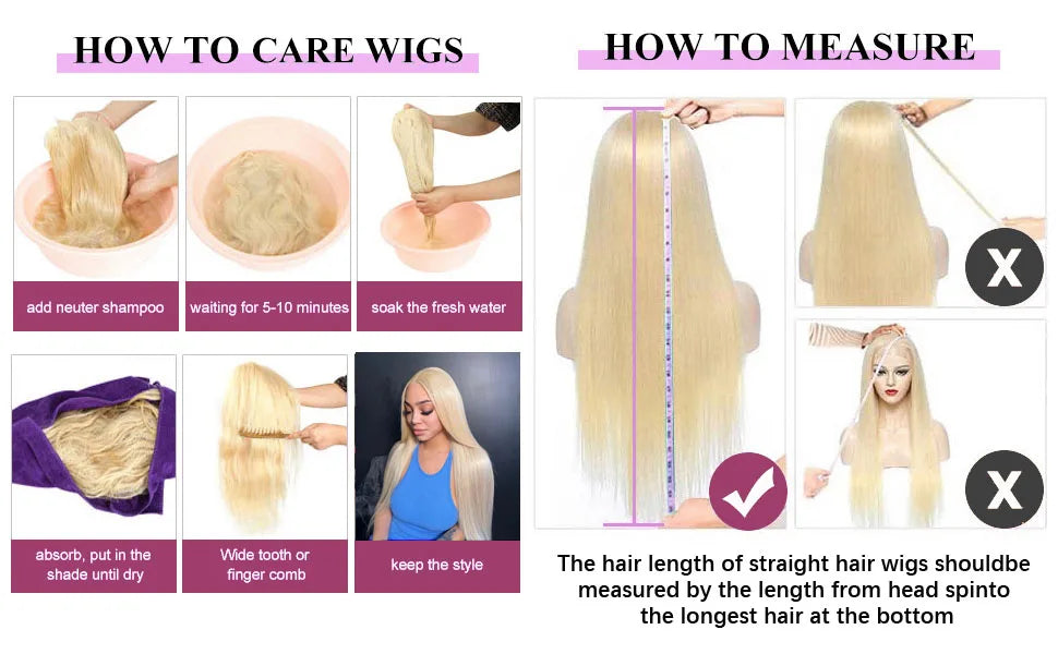 40-42 Inch 613 Blonde HD Lace Front Wig – 13x6 Straight Human Hair, 250% Density Brazilian Wig for Women