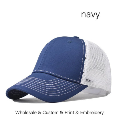 Custom Embroidered Baseball Cap - DIY Logo Mesh Hat for Men & Women, Adjustable Cotton Unisex Cap