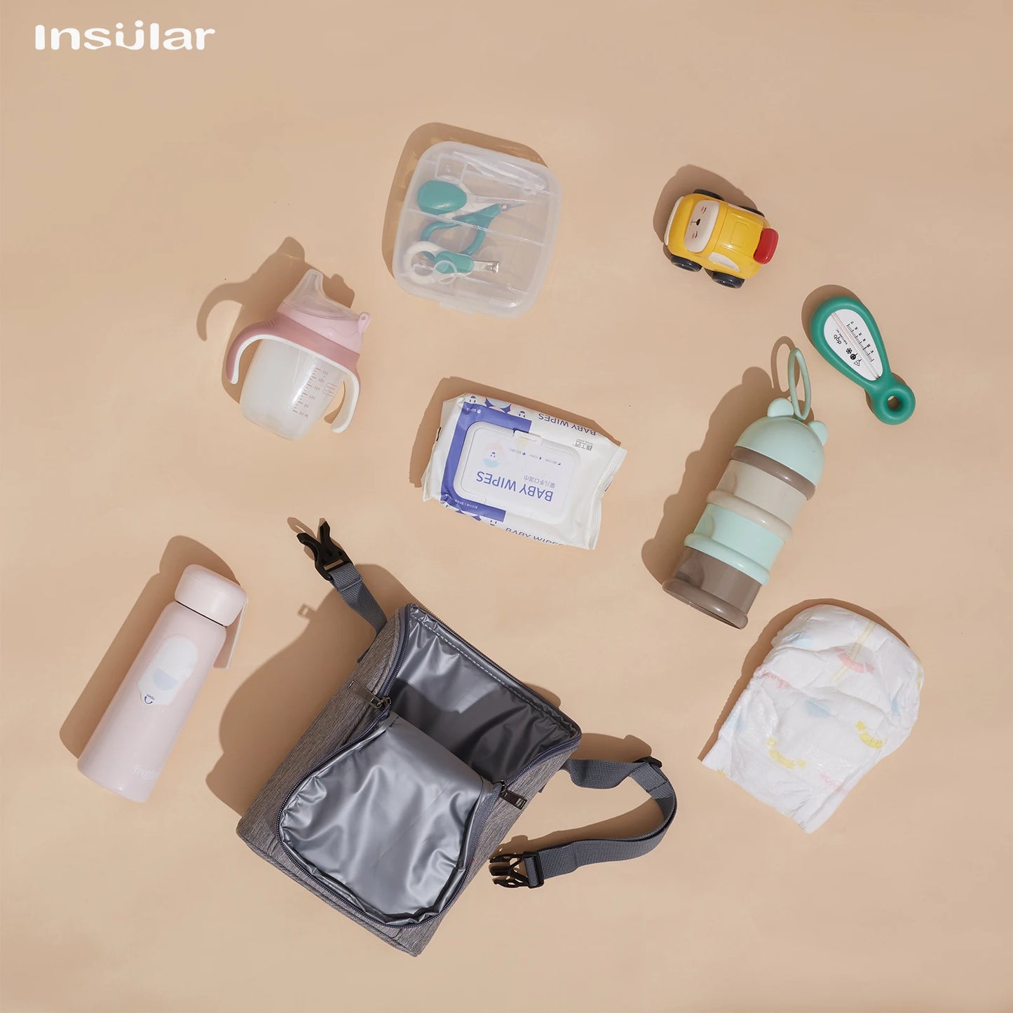 Portable Breastfeeding Bottle Bag – Leak-Proof Insulated Lunch Bag with Stroller Hanging Design for Breast Milk Cooler