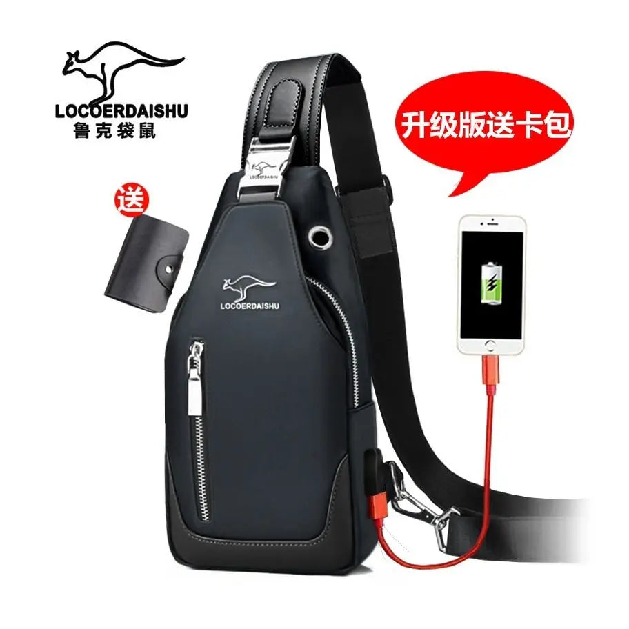 Men's Waterproof Oxford Chest Bag – Korean Style Casual Sport Crossbody Shoulder Messenger Bag