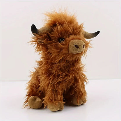 25cm Highland Cow Plush Toy — Soft Stuffed Animal Doll, Kawaii Kids & Baby Gift, Home & Room Decor