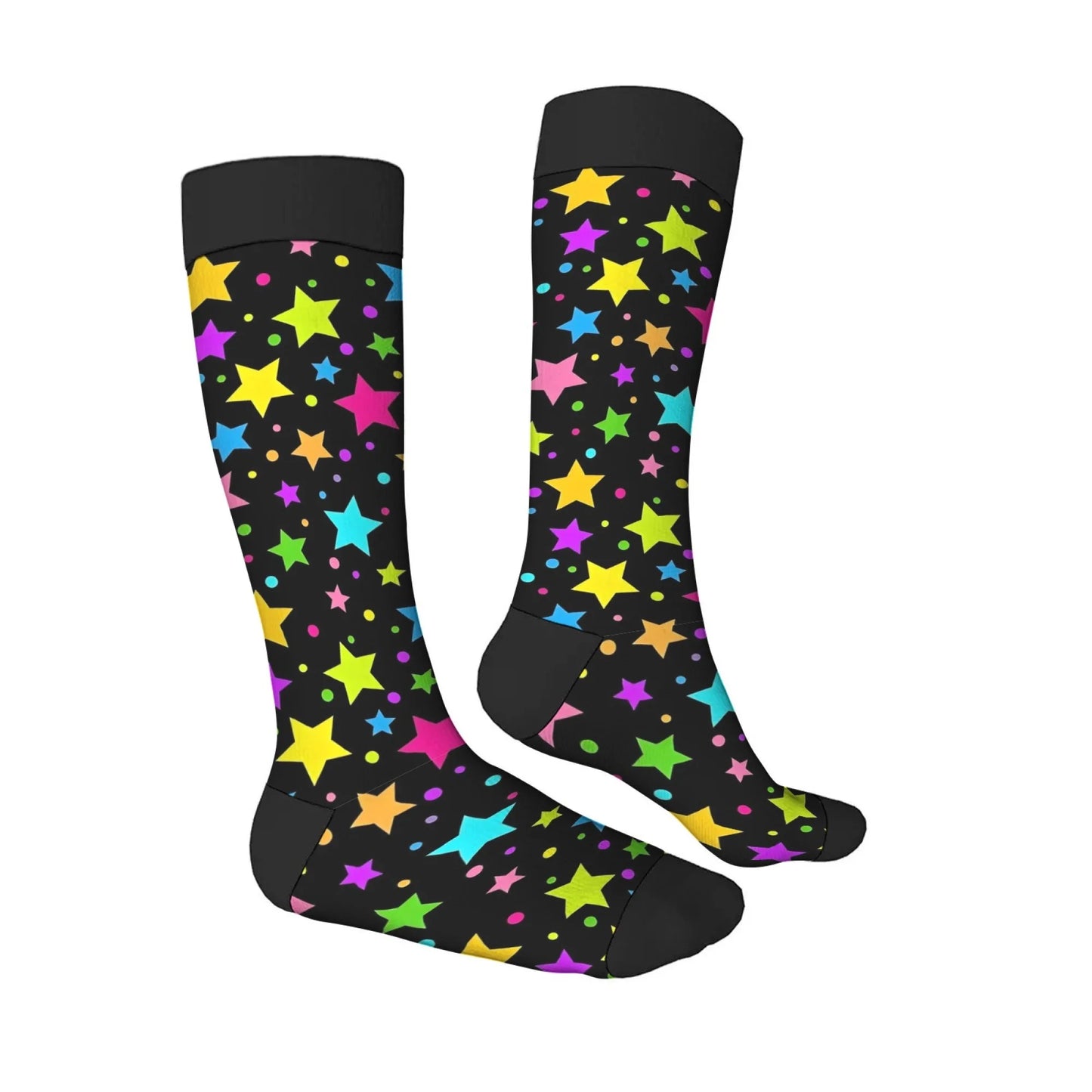 Colorful Star Novelty Socks for Women & Men, Hip-Hop Fashion Compression Warm Comfortable Street Style Gift Stockings