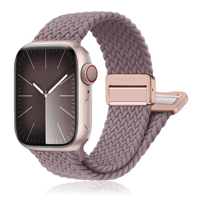 Braided Nylon Magnetic Apple Watch Band – Adjustable Sport Loop Strap for iWatch Series SE 6–10 & Ultra 2 (38mm–49mm)
