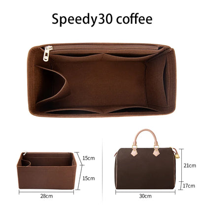 WUTA Felt Insert Bag Organizer — Inner Liner for LV Speedy 20/25/30/35 Handbags, Makeup & Travel Purse Storage