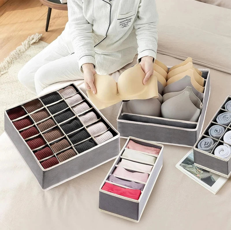 Foldable Underwear Drawer Organizer Box – Storage Case for Socks, Bras, Pants, Scarves, and Ties