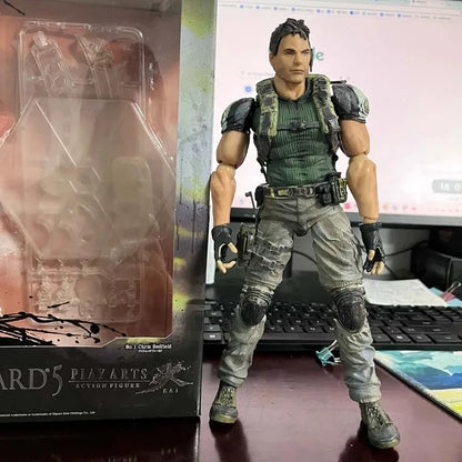 Play Arts Kai Chris Redfield Action Figure - Articulated Biohazard 5 Character Model Collectible Toy Gift