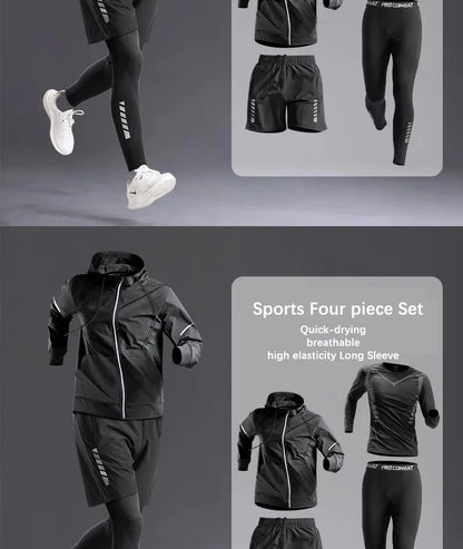 All-Season Men’s Sportswear 5-Piece Set — Tracksuit for Running, Cycling, Fitness & Hiking
