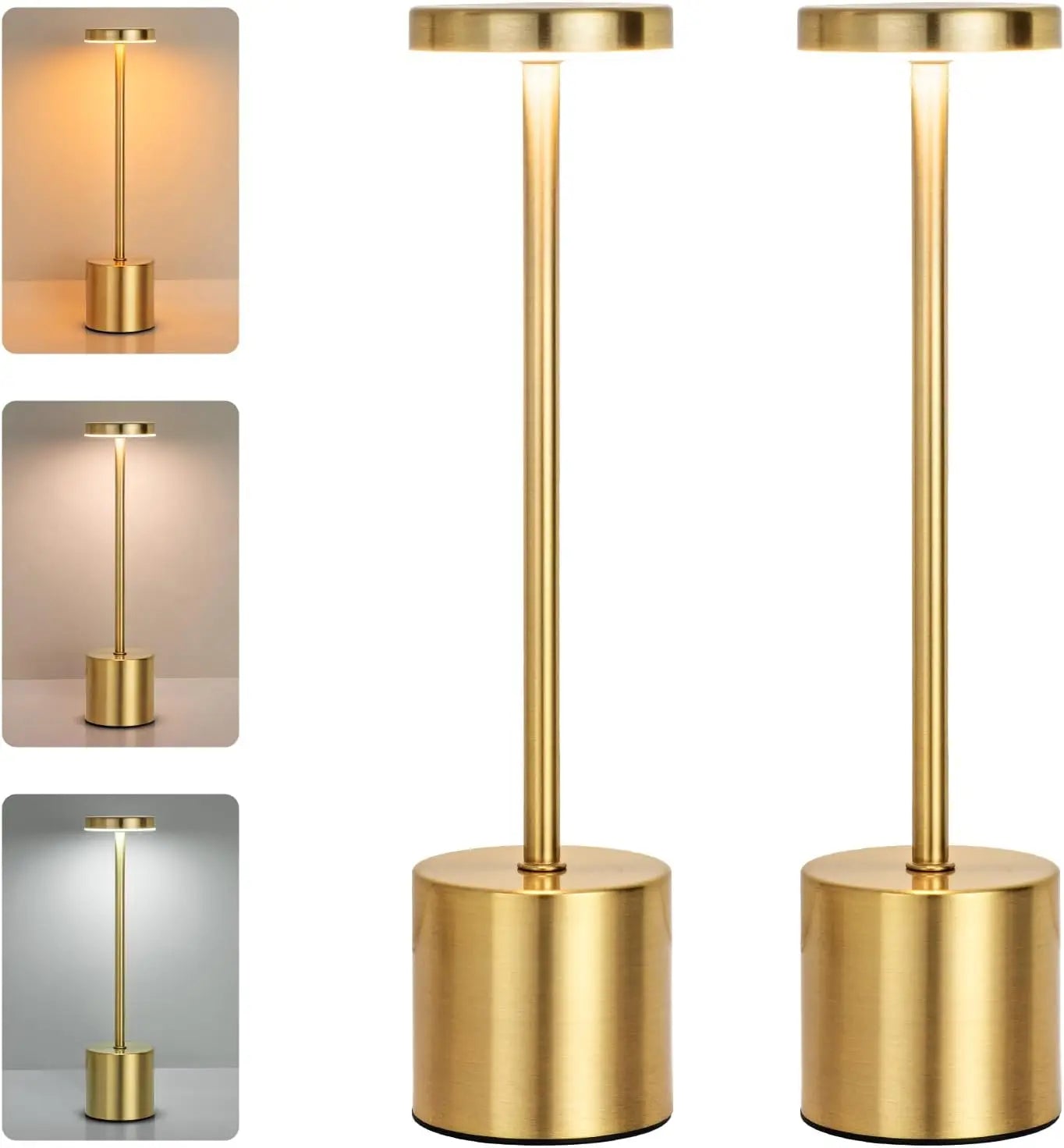 Classic USB Rechargeable Table Lamp – Stepless Dimming Touch Desk Lamp with 3 Colors for Bedside, Hotel & Bar Decoration