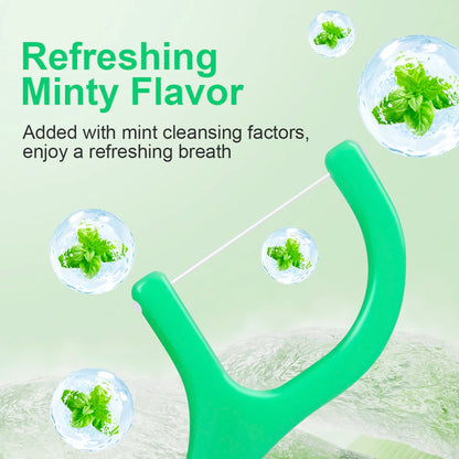 Mint Dental Floss Sticks - Portable Disposable Oral Care for Deep & Interdental Cleaning