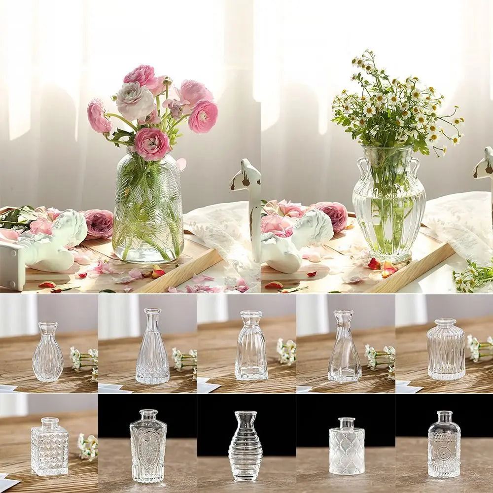 Retro Hydroponic Transparent Glass Vase — INS Style Flower Vase for Desktop, Home, Wedding & Party Decoration