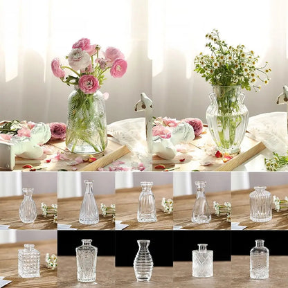 Retro Hydroponic Transparent Glass Vase — INS Style Flower Vase for Desktop, Home, Wedding & Party Decoration