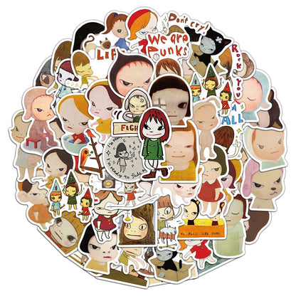 Yoshitomo Nara Sticker Pack - Cute Waterproof Decals for Phone Cases Laptop Suitcases Water Bottles & DIY Crafts