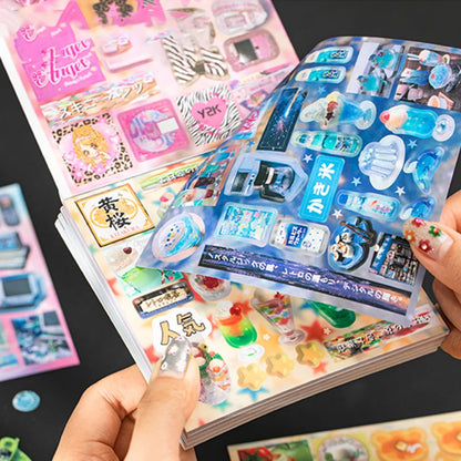 Mr.Paper Y2K Retro Glitter Sticker Book - 20-Sheet Aesthetic Stickers for Journaling, Scrapbooking & DIY Decor