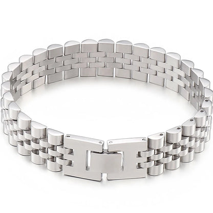 15mm Wide Gold Stainless Steel Watch Chain Bracelet – Luxury Waterproof Men’s Wristband Jewelry for Men & Boys Wholesale Style