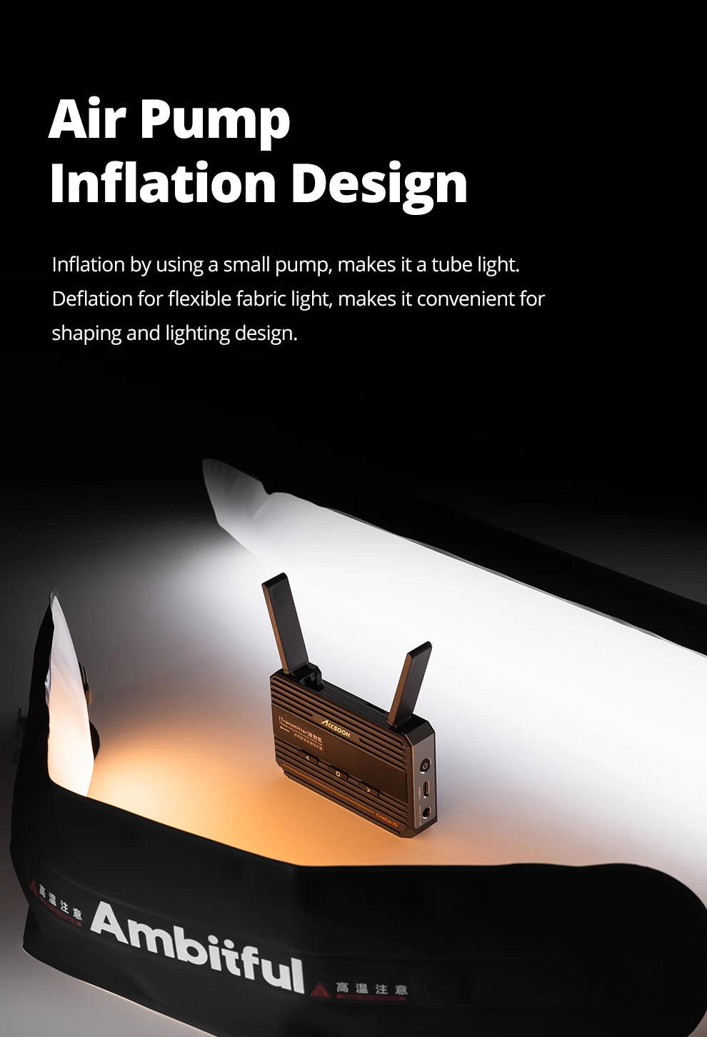 Ambitful GC12 Gold Crow Flexible Photography Lighting - 2700K-6500K Portable LED Soft Light, Inflatable Air Light