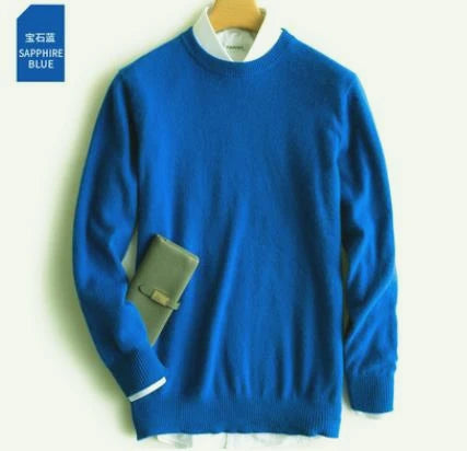 Men’s Classic V-Neck Pullover Sweater – 2024 Autumn Winter Cashmere-Cotton Blend Warm Jumper