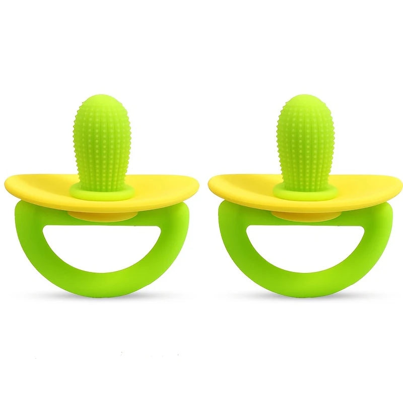 Silicone Teether Ring – Pacifier-Style Soft Teething Tool with Molar Massage Dots