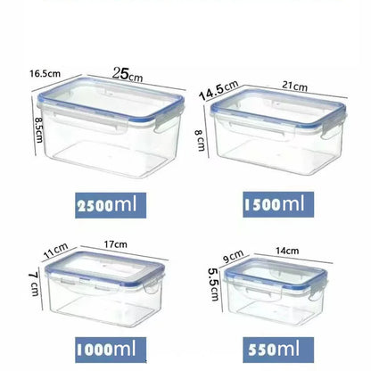 Rectangular Refrigerator Storage Box with Lid – Plastic Crisper & Microwave-Safe Lunch Box