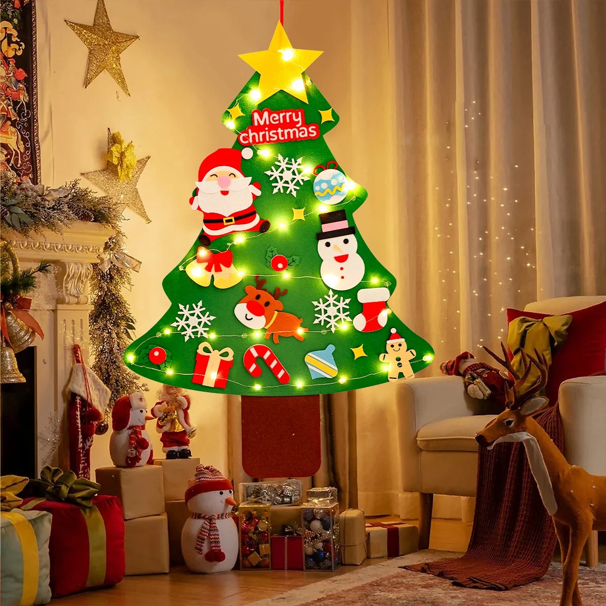 DIY Felt Christmas Tree Decoration – Xmas Ornament for Home Navidad Noel 2025 Santa Claus Kids Gift