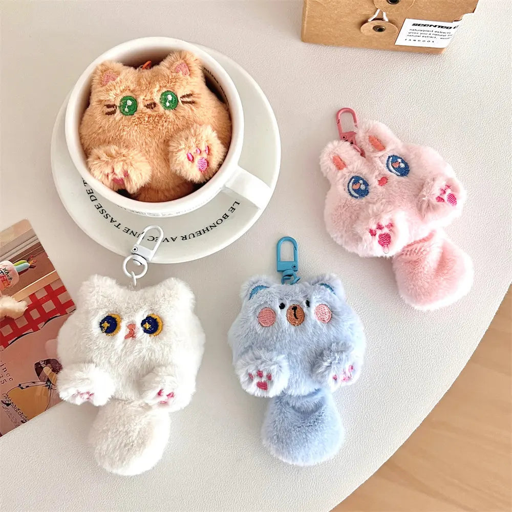 Cute Cartoon Cat Plush Keychain - Soft Stuffed Doll Pendant for Backpack Decoration and Student Gifts