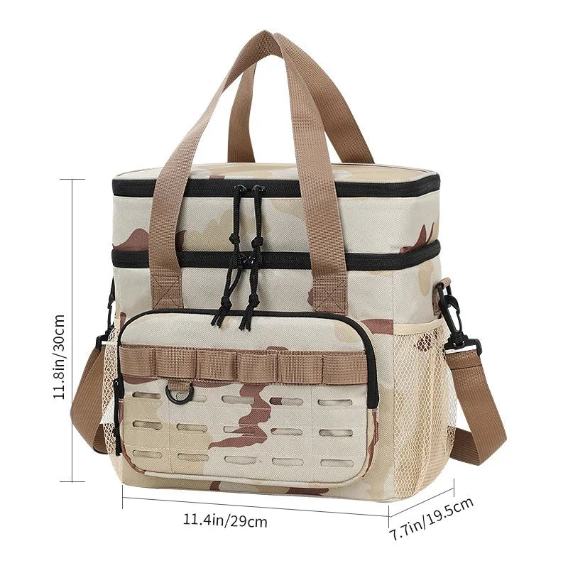 Camouflage Insulated Picnic Lunch Bag – Large Capacity Oxford Cloth Cooler Bag for Outdoor Travel & Food Fresh Keeping