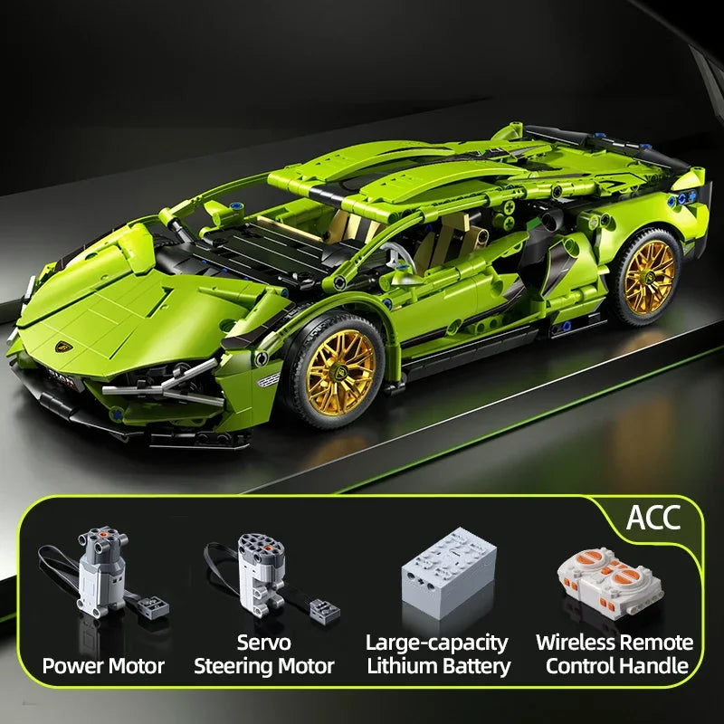 1280PCS Technical Racing Sports Car Building Blocks – Mechanical Supercar Model Kit Puzzle Toy for Kids & Adults Gift