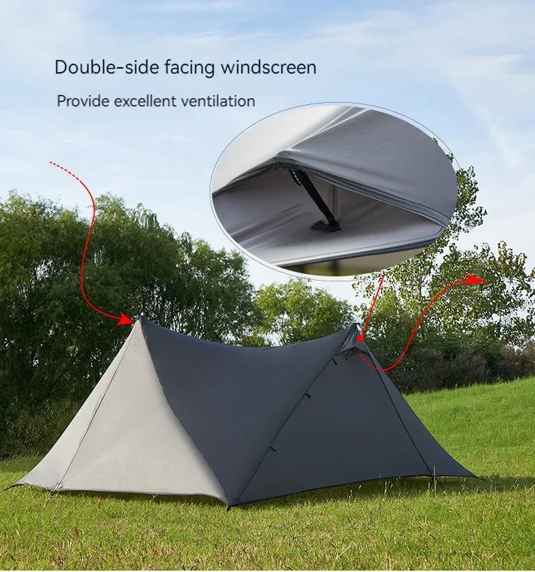 ASTA GEAR Yun Chuan 15D Nylon Ultralight Tent – Double-Sided Silicon-Coated, Rodless Pyramid Design for Camping & Hiking