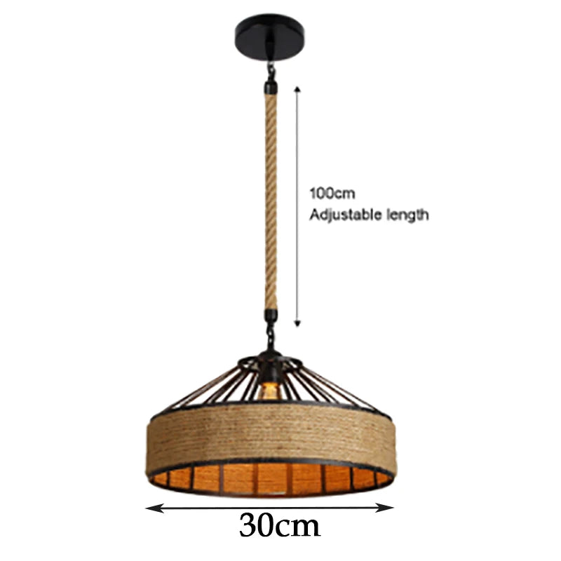 Bamboo Pendant Lamp Ceiling Light - Handwoven Rattan Wicker Hanging Fixture for Dining Room, Bedroom & Indoor Home Decor