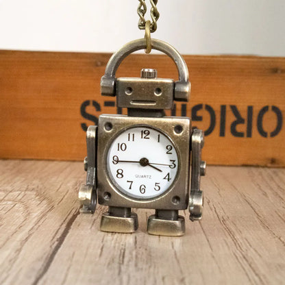 Robot Quartz Pocket Watch - Cool Round Dial with Arabic Numerals for Students and Collectible Gifts