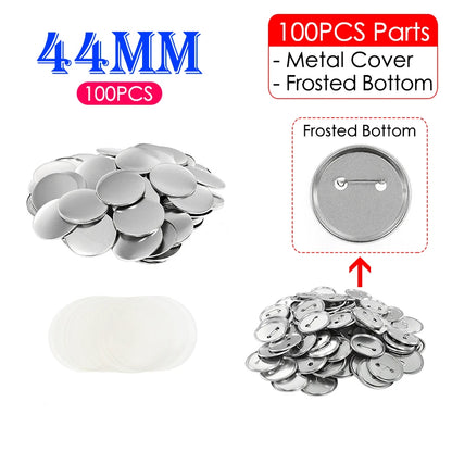 100 Set Blank Badge Button Maker Supplies Kit – DIY Pin Button Parts for 25mm–58mm Pin Badge Press Machine Accessories