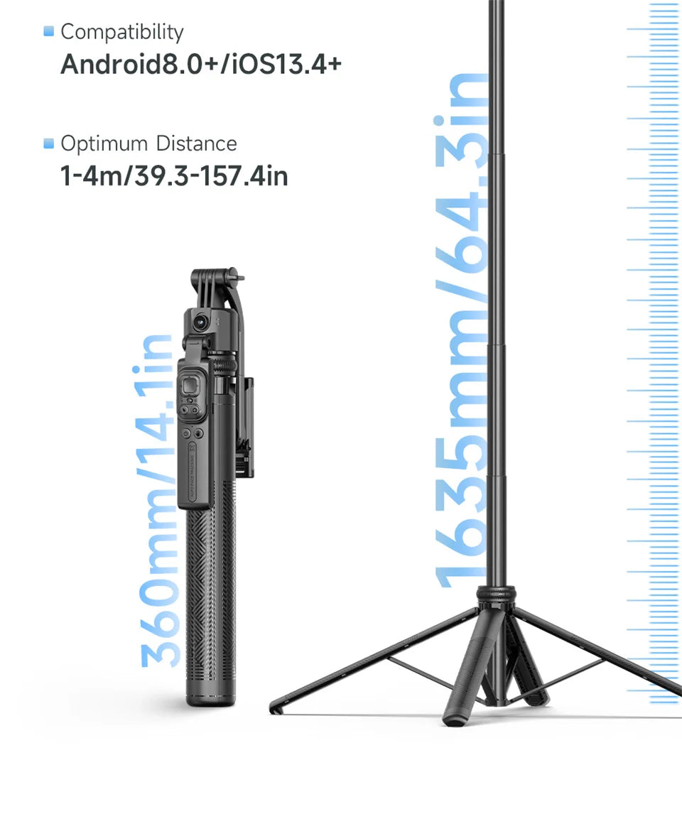 C17 360° Auto-Rotation Monopod – AI Tracking Tripod with Bluetooth Shutter, Fill Light & Wireless Selfie Stick for Phones