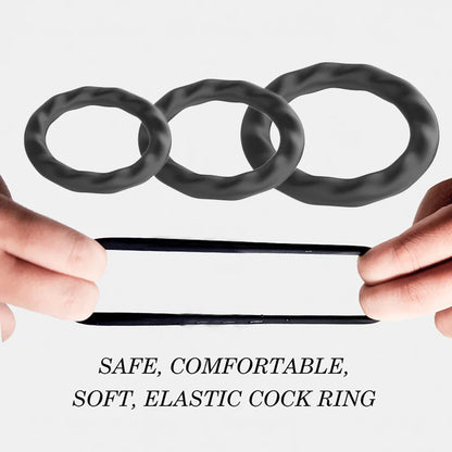 3PCS Durable Silicone Cock Rings – Penis Enlargement, Delay Ejaculation & Scrotum Lock Rings for Men Adults