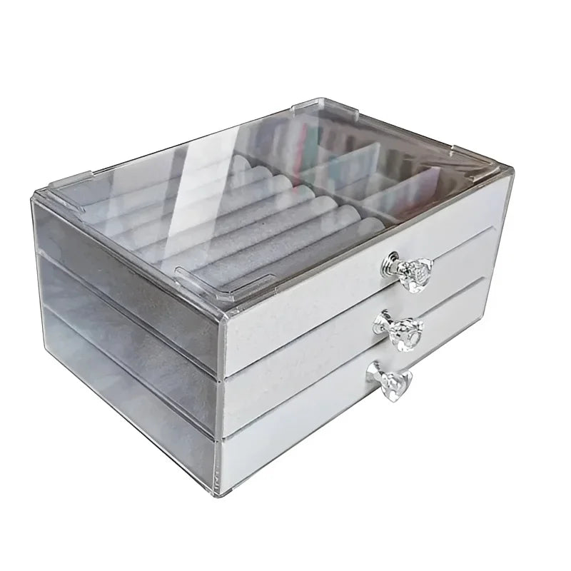 3-Drawer Jewelry Storage Box - Dustproof, Anti-Oxidation Organizer for Earrings, Rings & Bracelets