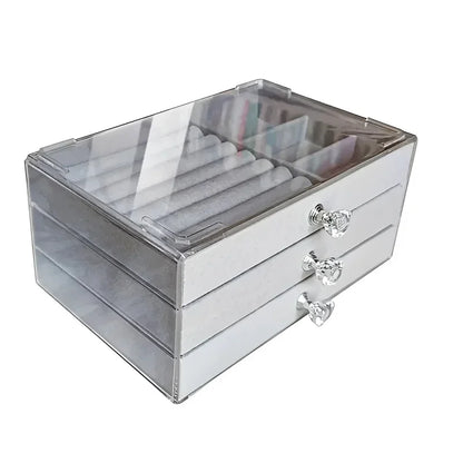 3-Drawer Jewelry Storage Box - Dustproof, Anti-Oxidation Organizer for Earrings, Rings & Bracelets
