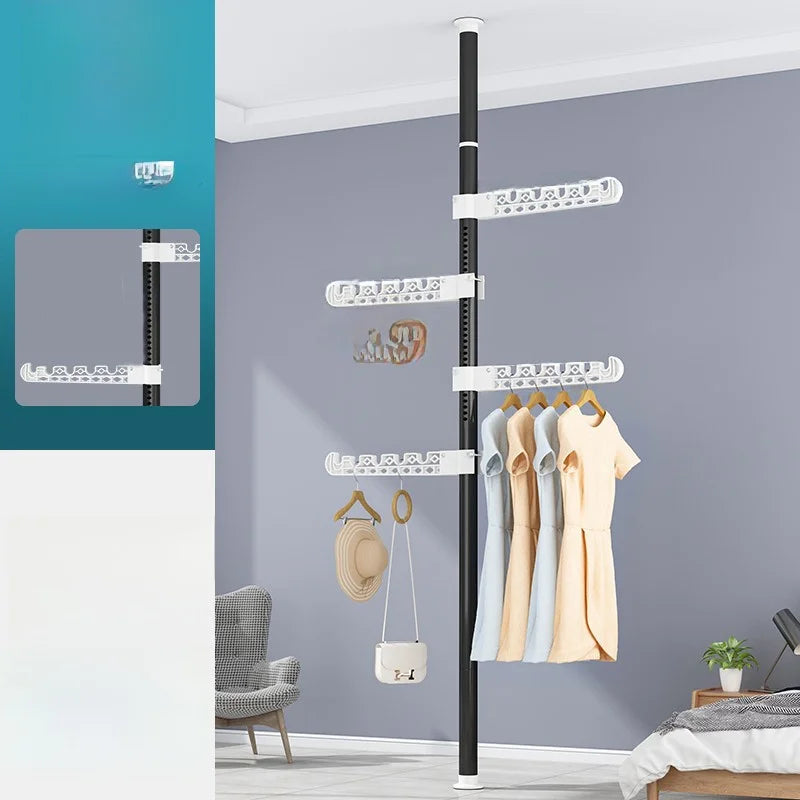 High-Bearing Floor-to-Ceiling Clothes Drying Rod — Indoor Hanging Rack, No Drilling Required